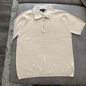 Magaschoni Men's Zip-Up Sweater in Cream